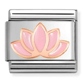 Nomination Composable Classic Link 430202/44 Pink Lotus in 9K Rose Gold & Enamel